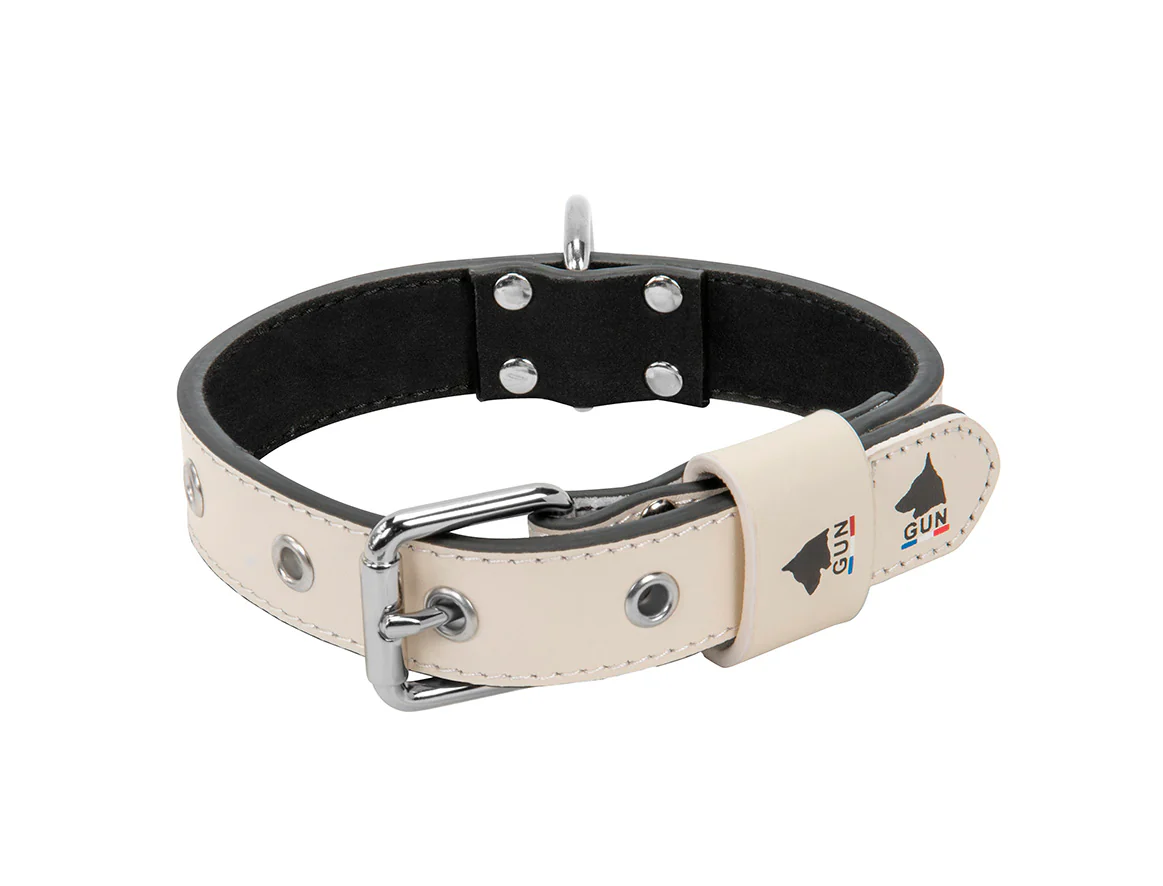 Collier Cuir Blanc pour chien - Image 3